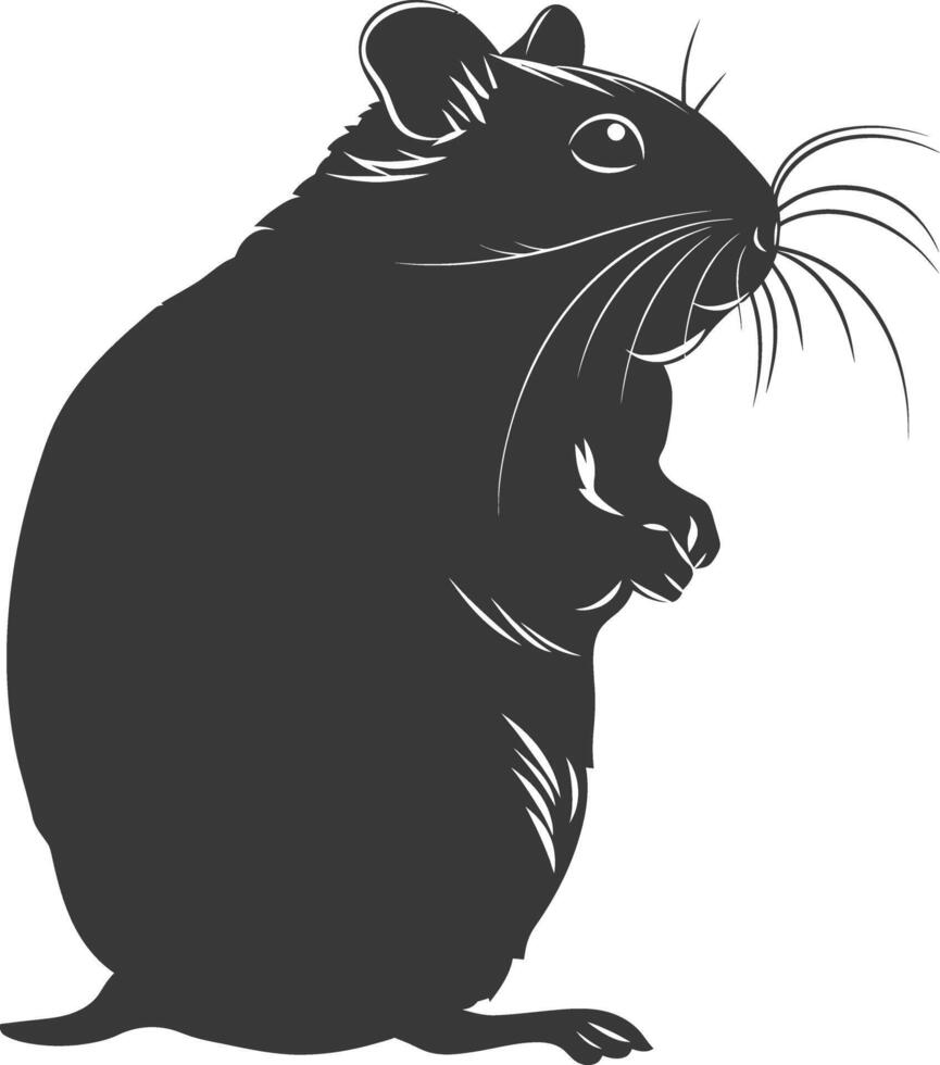 Silhouette hamster animal black color only full body vector