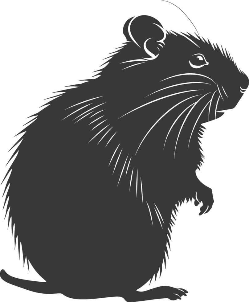 Silhouette hamster animal black color only full body vector