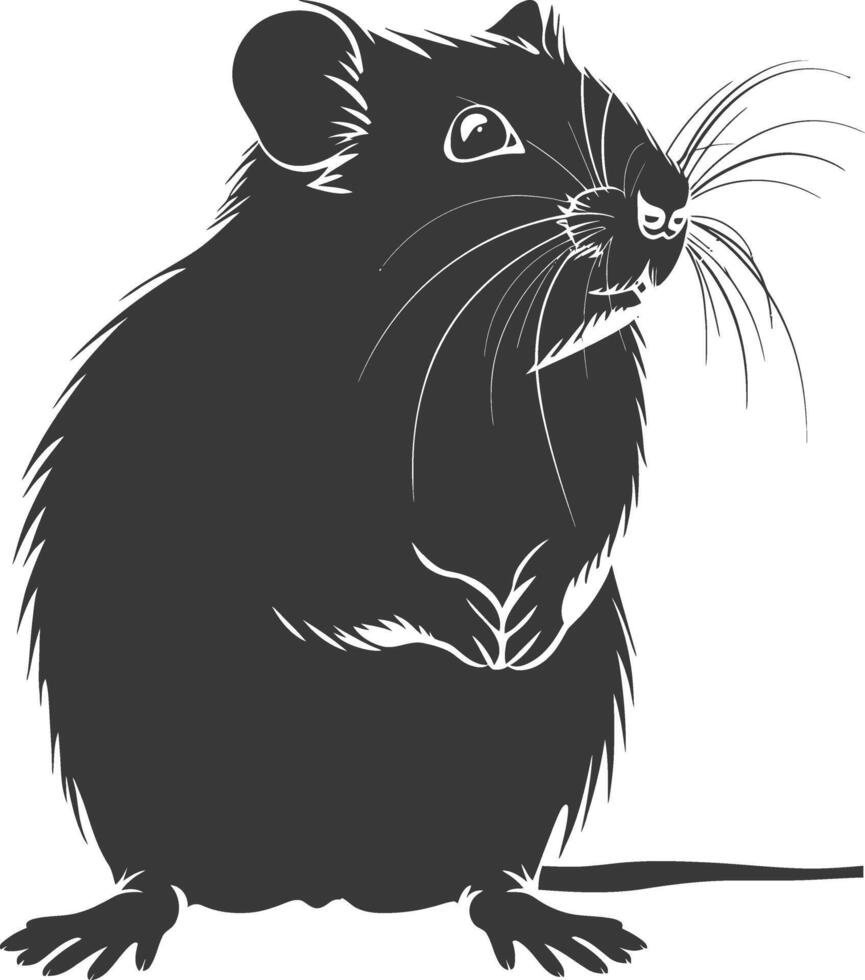 Silhouette hamster animal black color only full body vector