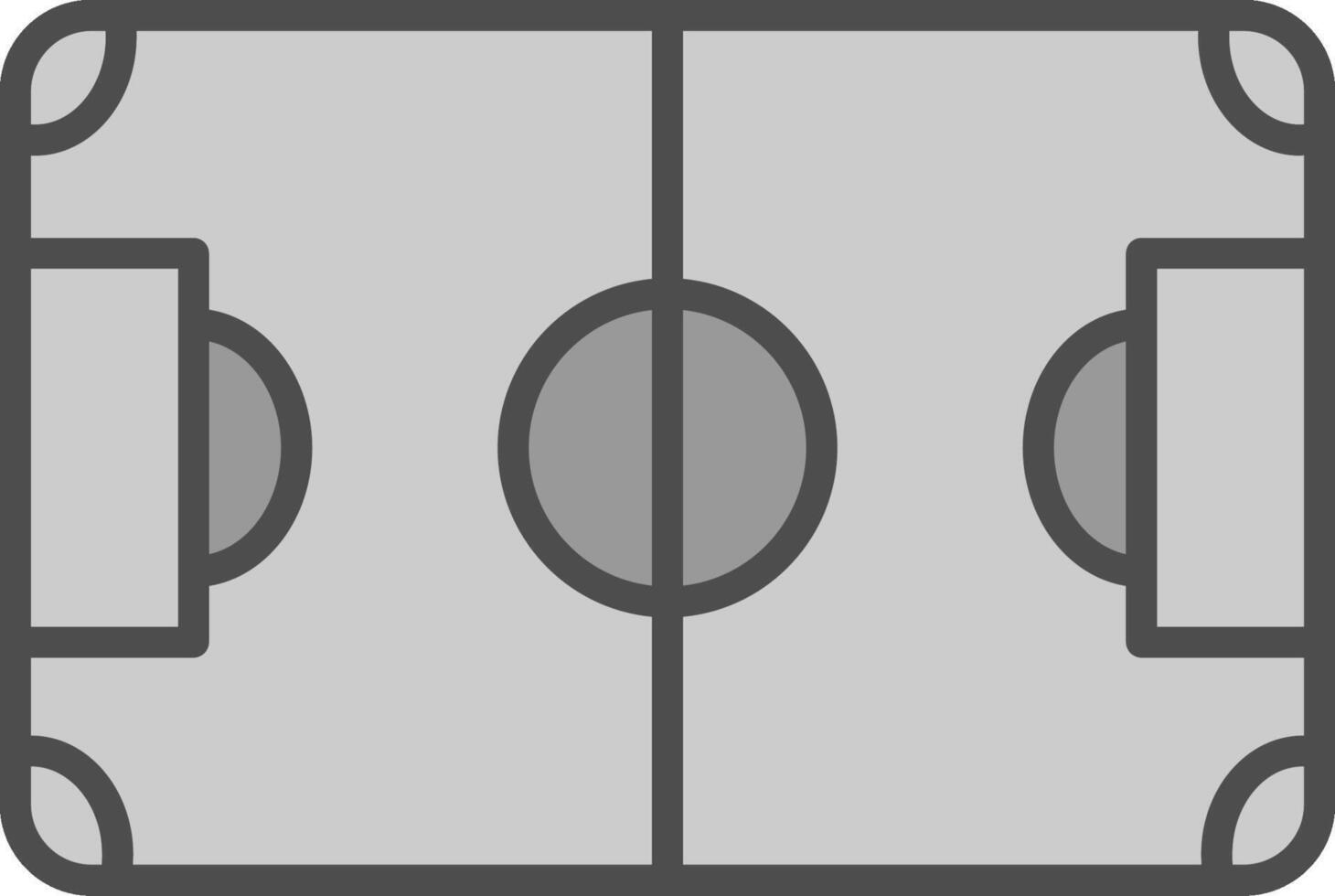 fútbol campo línea lleno escala de grises icono diseño vector