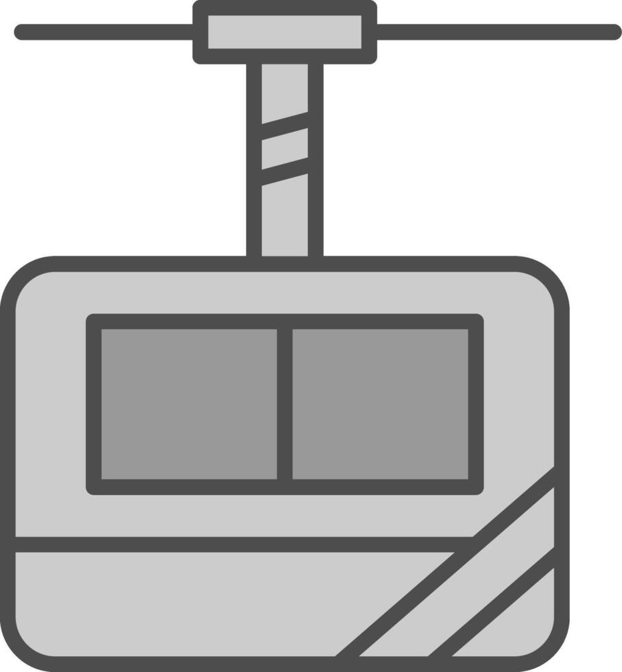 cable coche cabina línea lleno escala de grises icono diseño vector