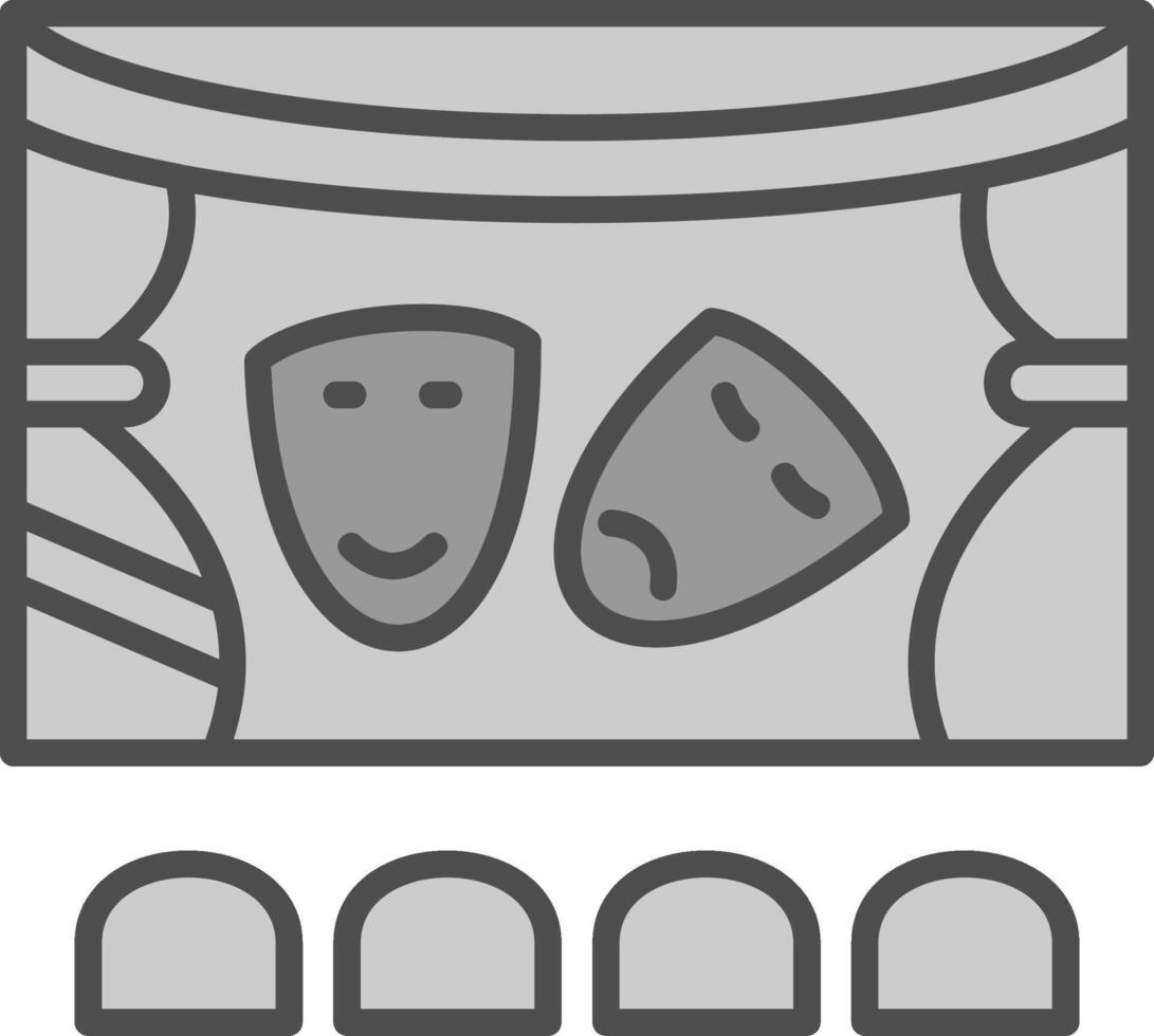 Theatre Line Filled Greyscale Icon Design vector