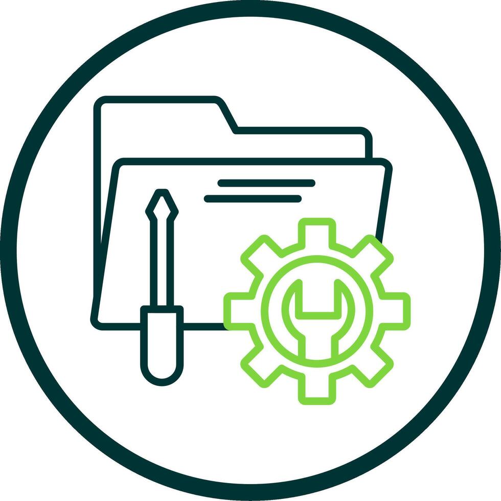 Tech Services Line Circle Icon Design vector