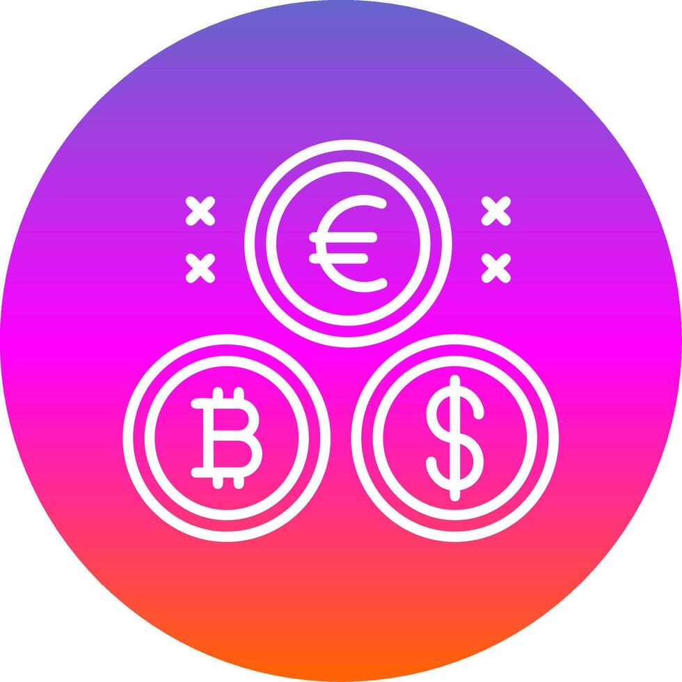 Cryptocurrency Coins Line Gradient Circle Icon vector