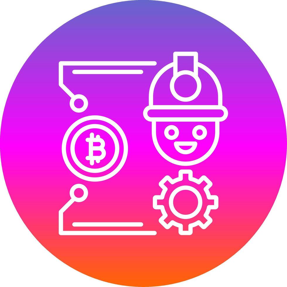 Bitcoin Craft Line Gradient Circle Icon vector