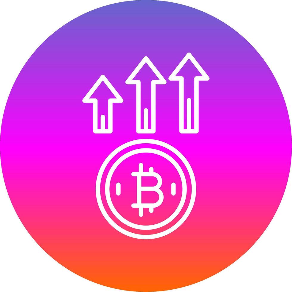Bitcoin Up Line Gradient Circle Icon vector