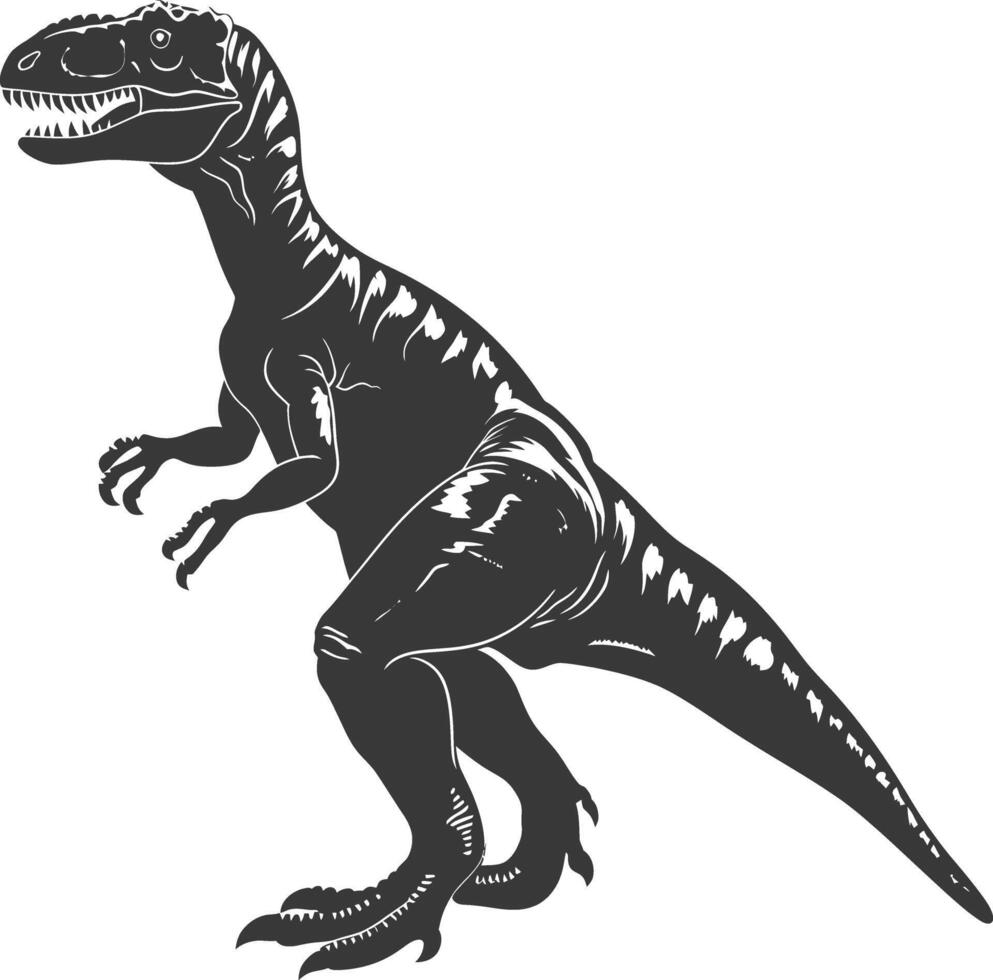 silueta prehistórico dinosaurio animal negro color solamente vector