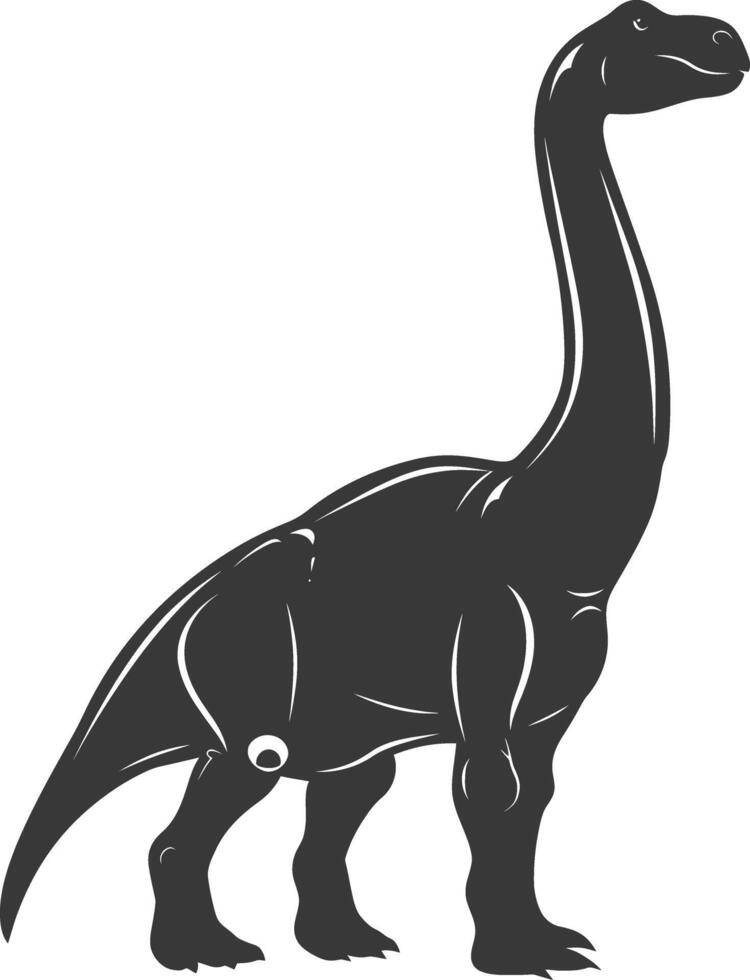Silhouette Prehistoric Dinosaur animal black color only vector
