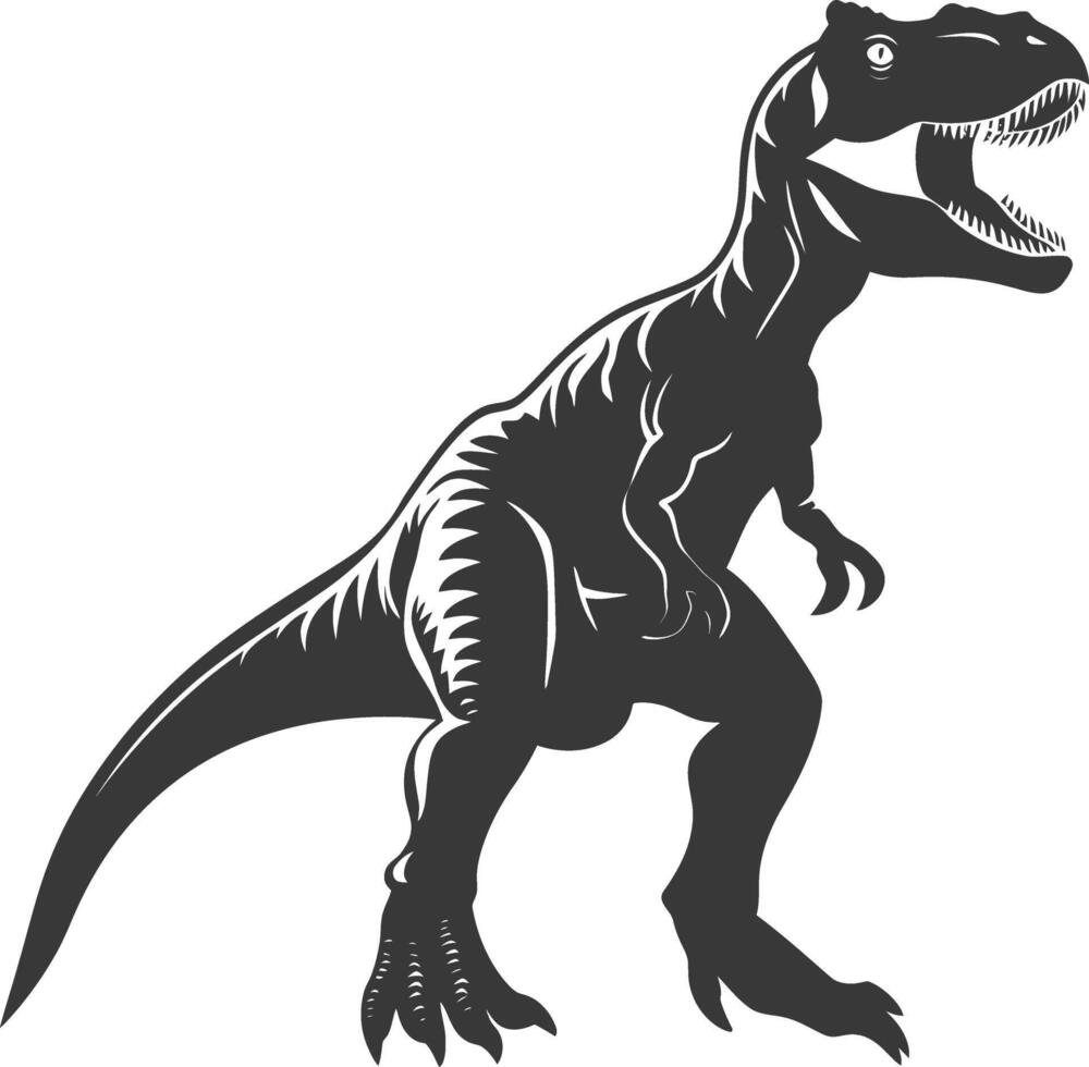 silueta prehistórico dinosaurio animal negro color solamente vector