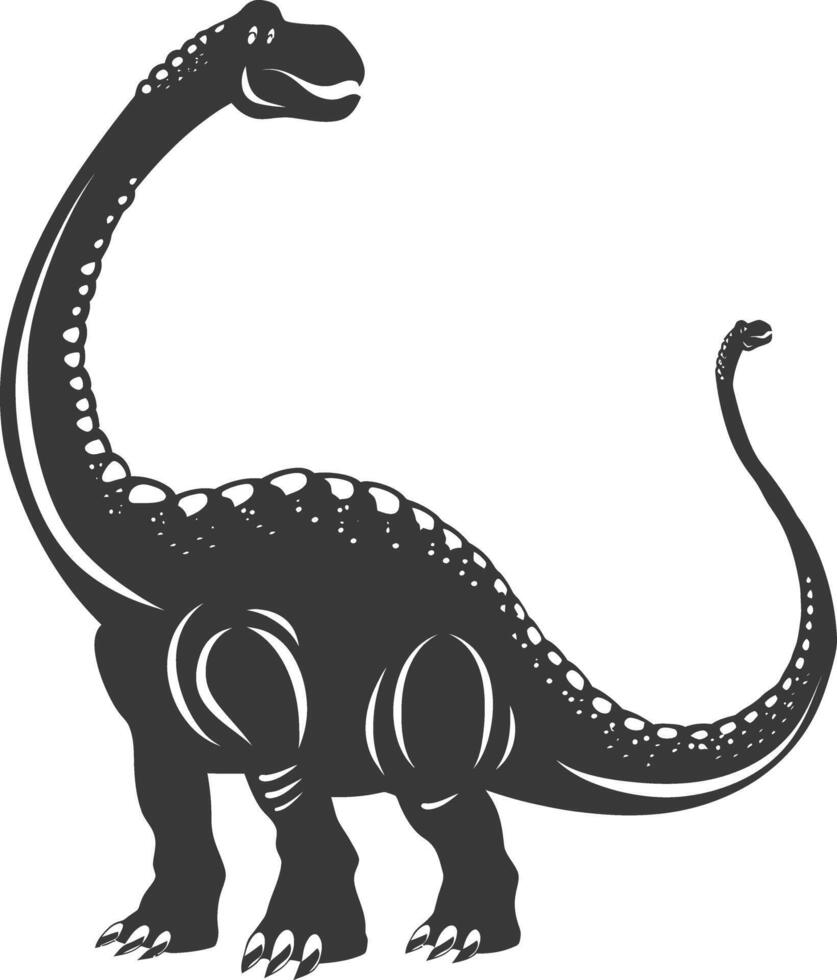 Silhouette Prehistoric Dinosaur animal black color only vector