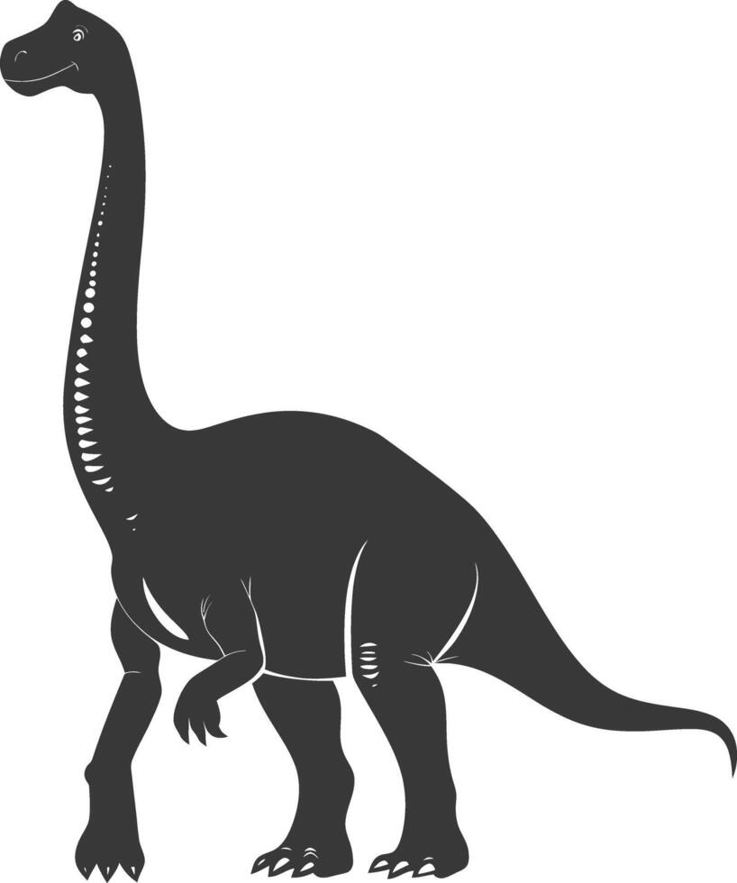 Silhouette Prehistoric Dinosaur animal black color only vector