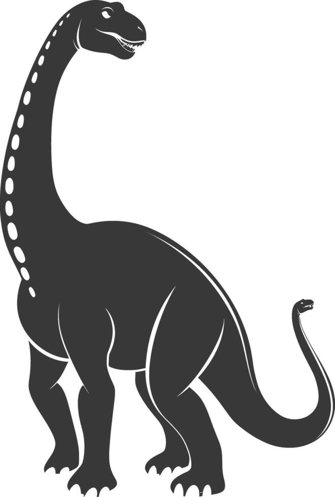 Silhouette Prehistoric Dinosaur animal black color only vector