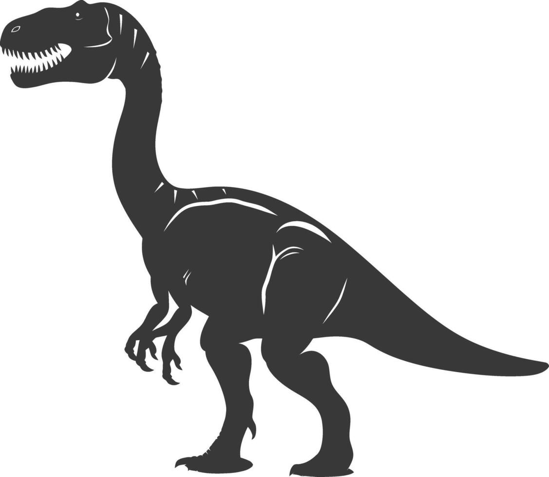 silueta prehistórico dinosaurio animal negro color solamente vector