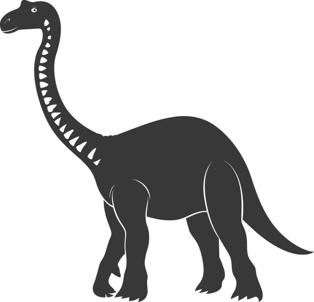 silueta prehistórico dinosaurio animal negro color solamente vector