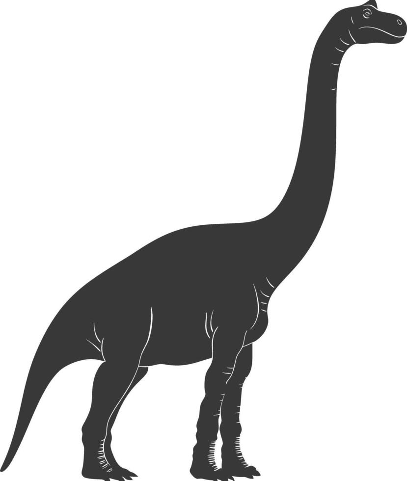 silueta prehistórico dinosaurio animal negro color solamente vector