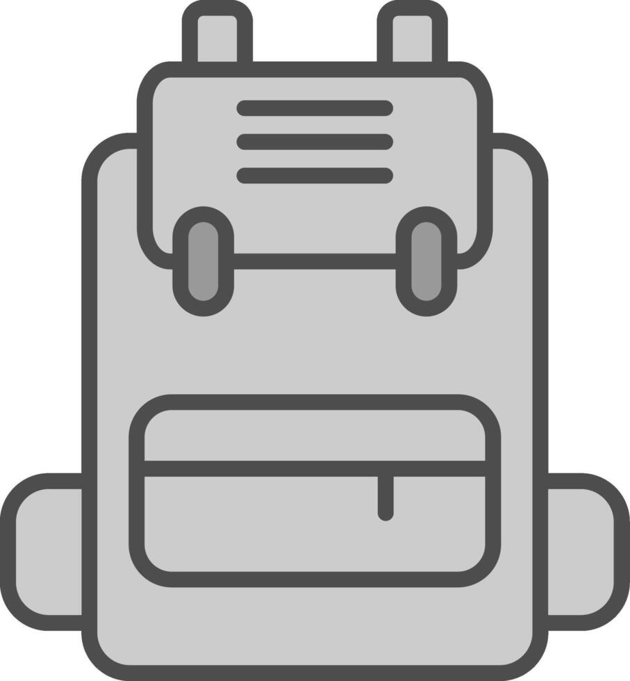 mochila línea lleno escala de grises icono diseño vector