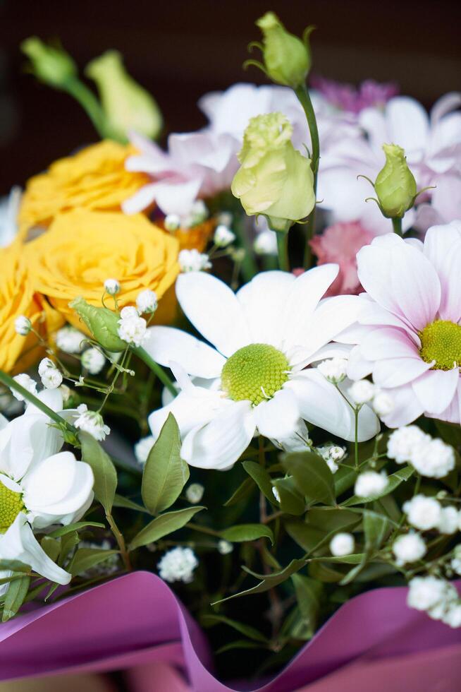 A bouquet of flowers in close-up photo