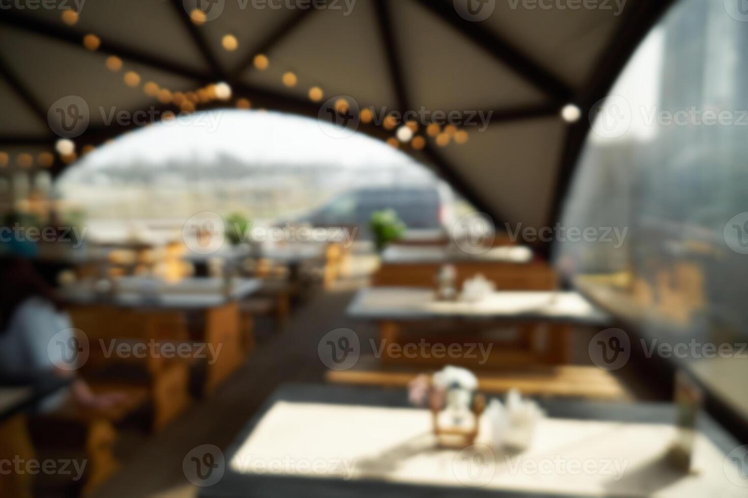 Blurred focus background restaurant enclosed terrace photo