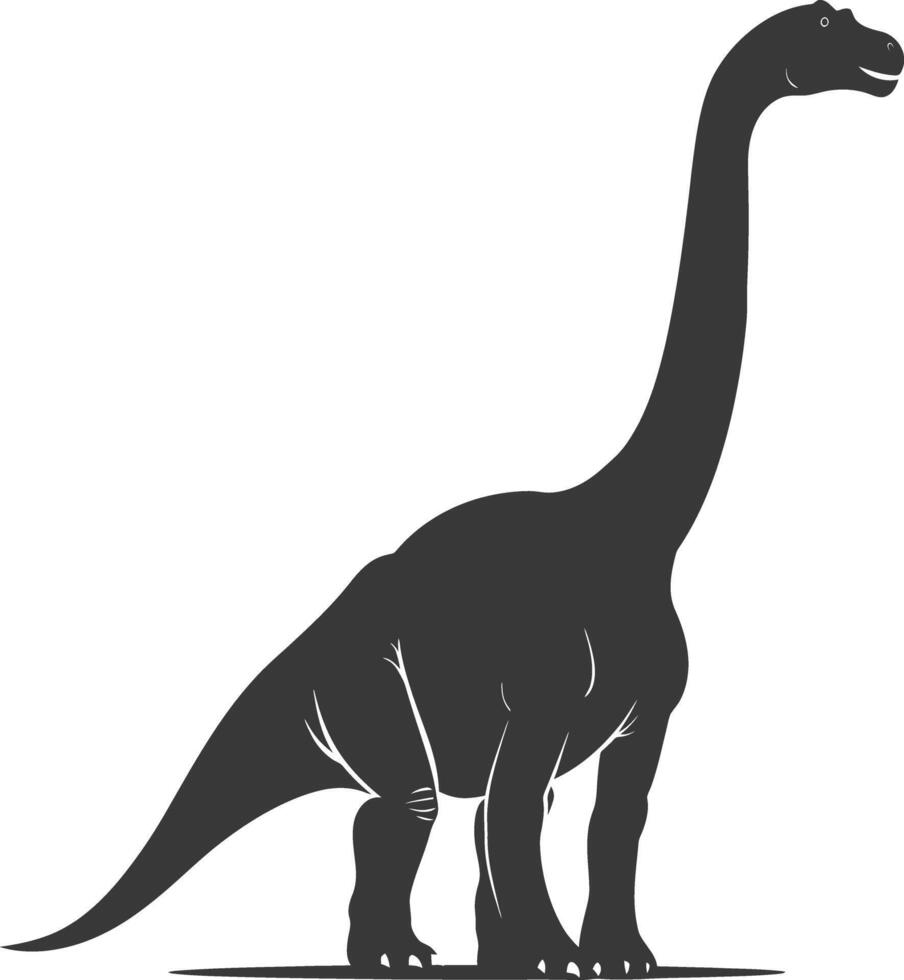 silueta prehistórico dinosaurio animal negro color solamente vector