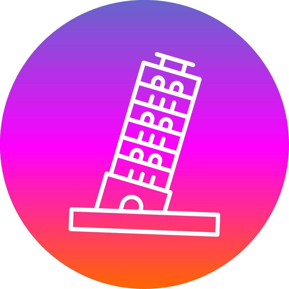 Pisa torre línea degradado circulo icono vector