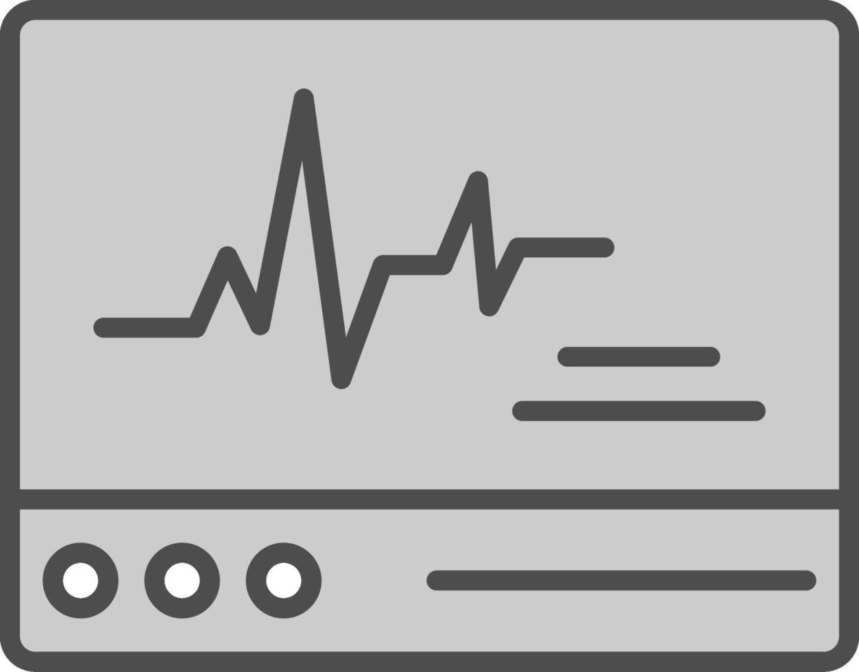 ecg monitor línea lleno escala de grises icono diseño vector