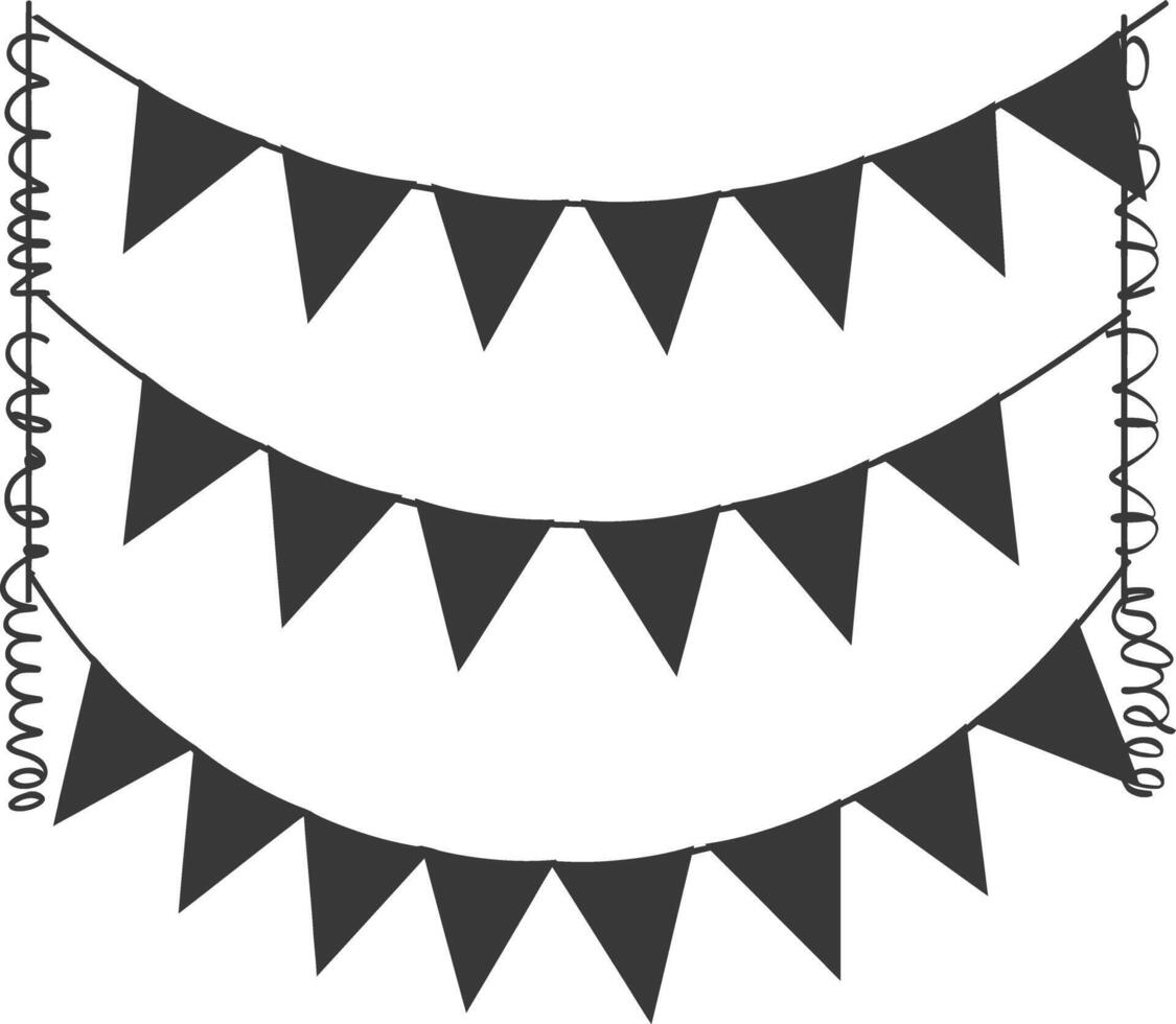 Silhouette Retro bunting party flag black color vector