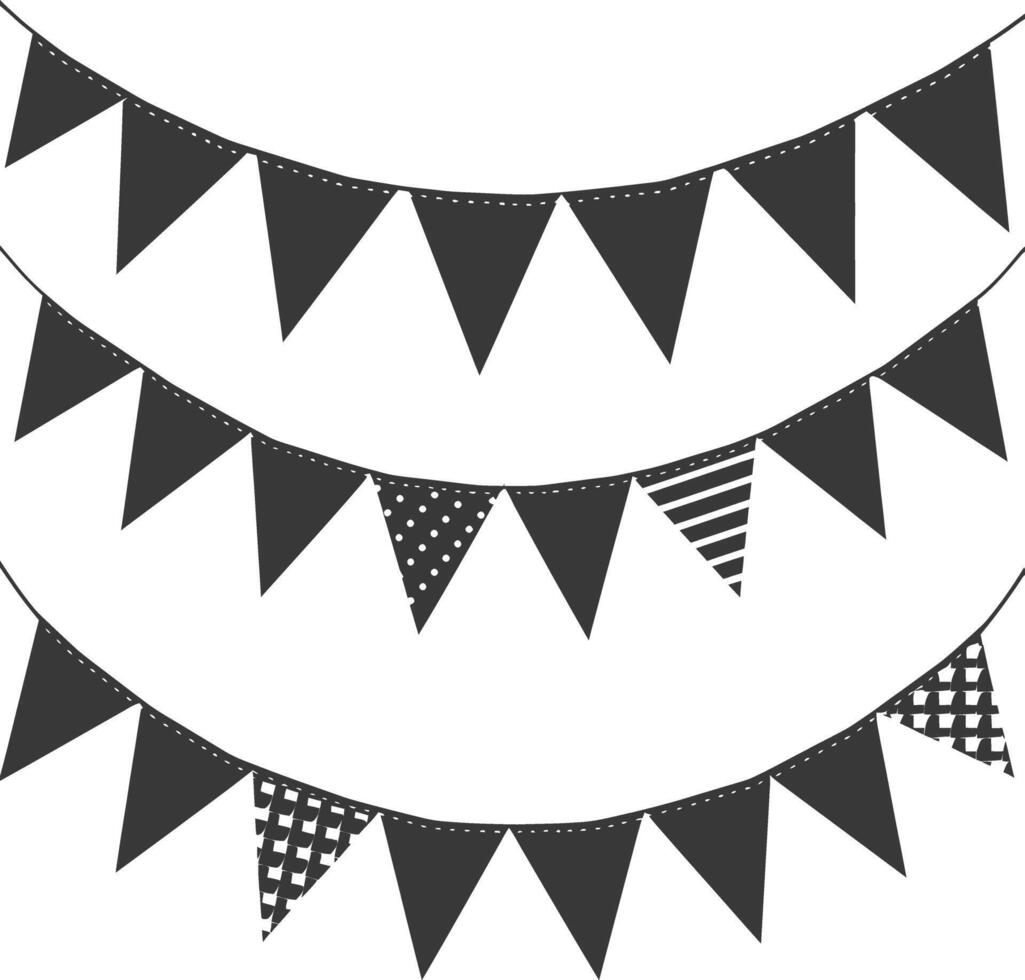 Silhouette Retro bunting party flag black color vector