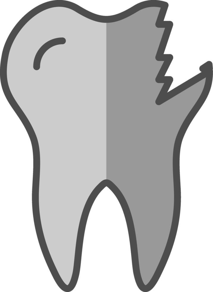 roto diente línea lleno escala de grises icono diseño vector