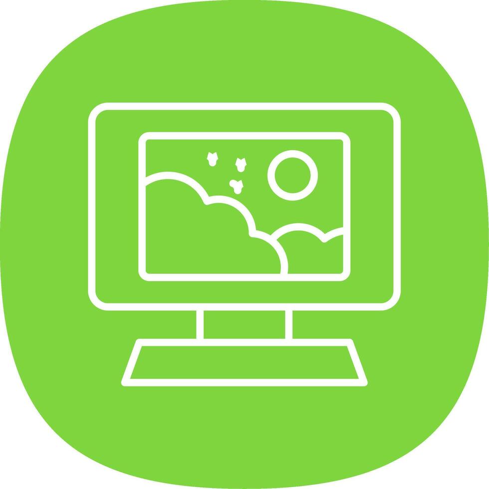 Monitor Line Curve Icon Design vector