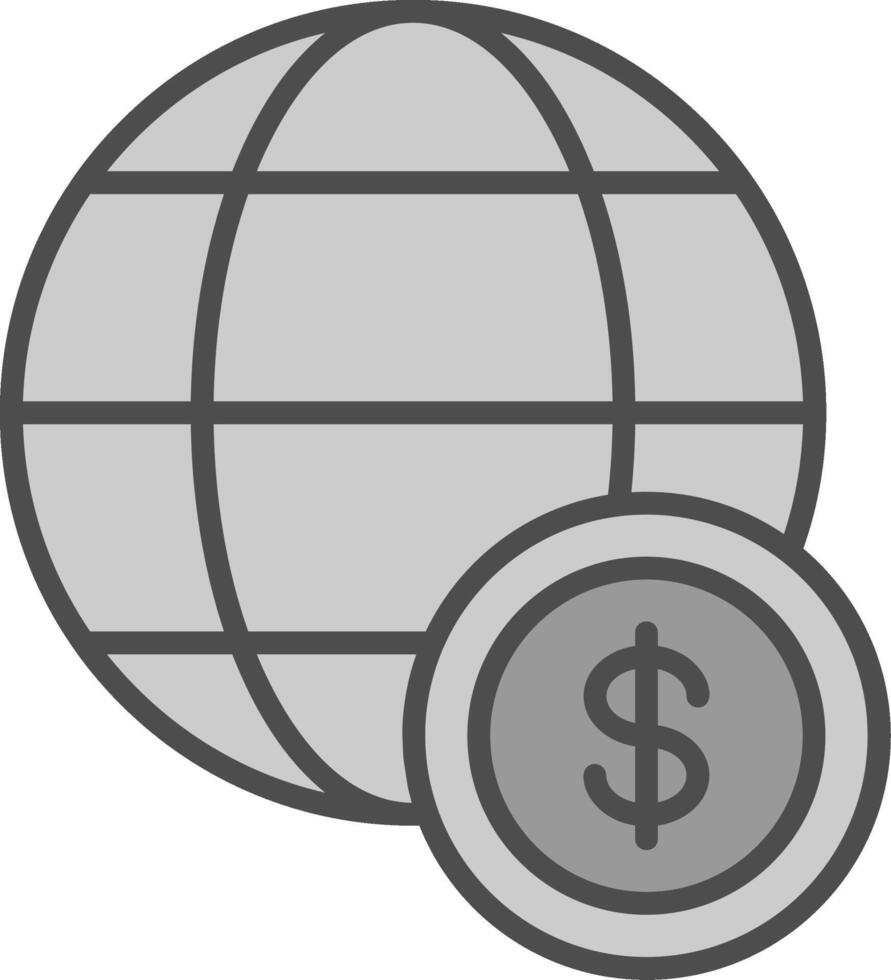 global economía línea lleno escala de grises icono diseño vector