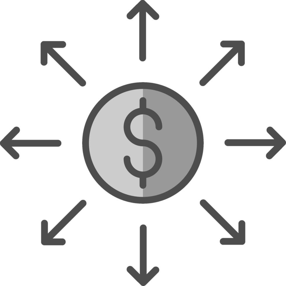 Dollar Network Line Filled Greyscale Icon Design vector