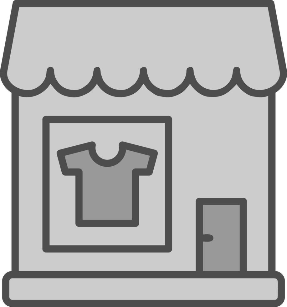 ropa tienda línea lleno escala de grises icono diseño vector