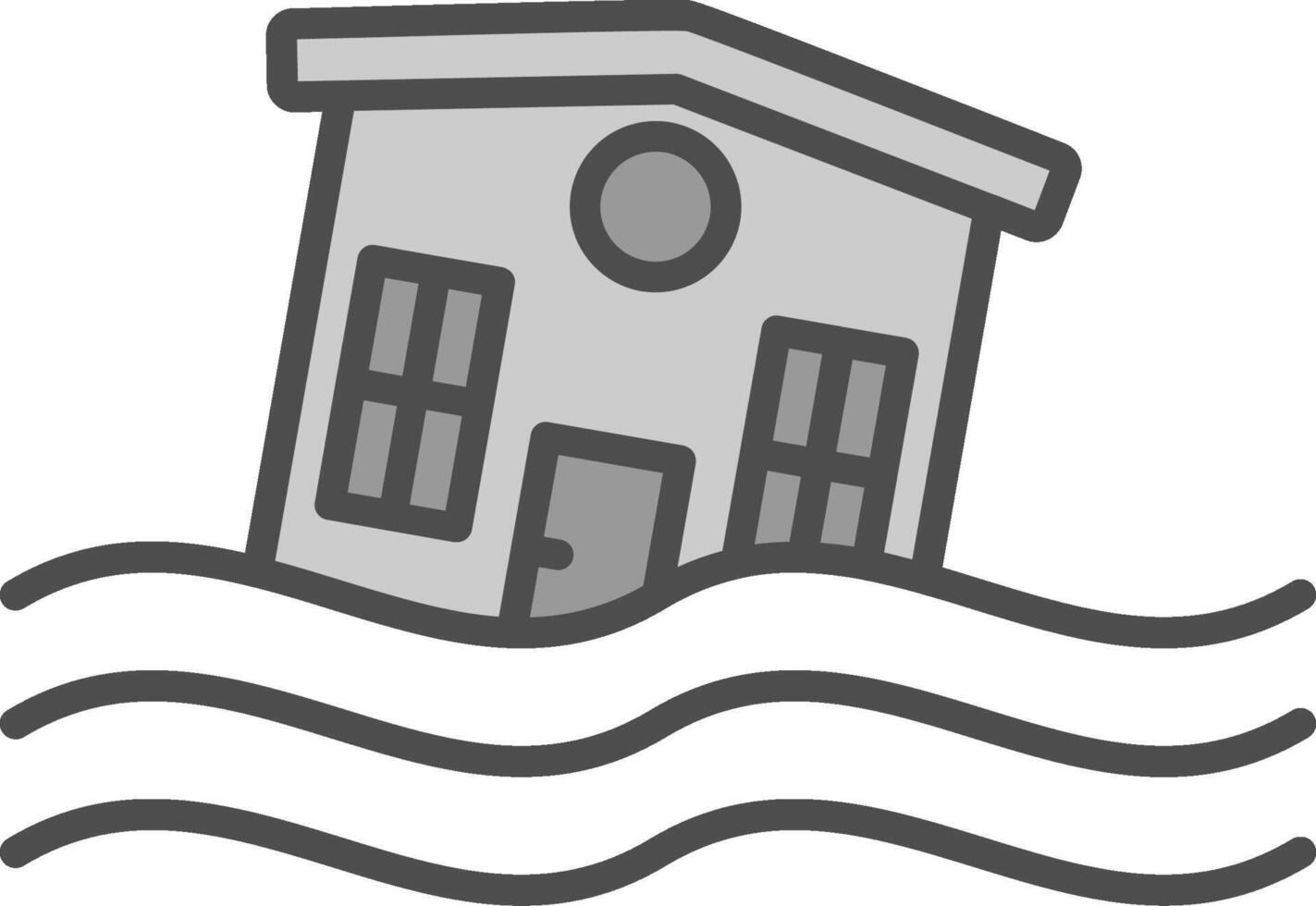 Flooded House Line Filled Greyscale Icon Design vector