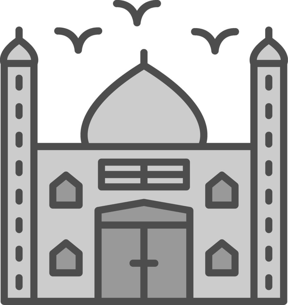 mezquita línea lleno escala de grises icono diseño vector