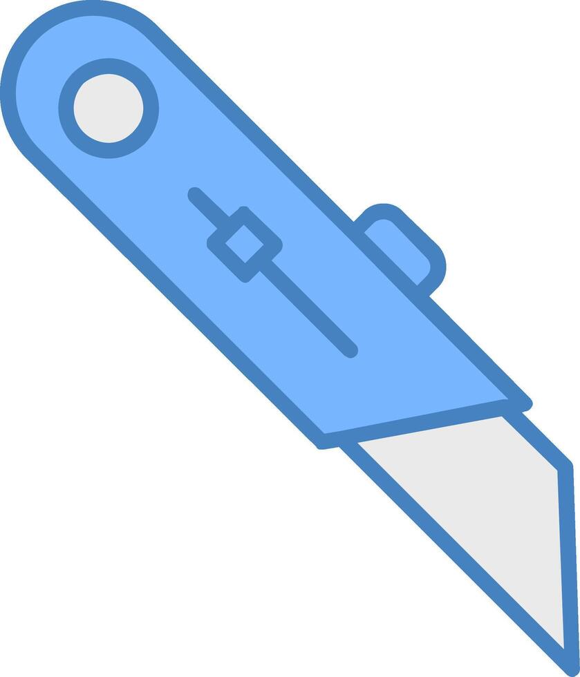 Utility Knife Line Filled Blue Icon vector