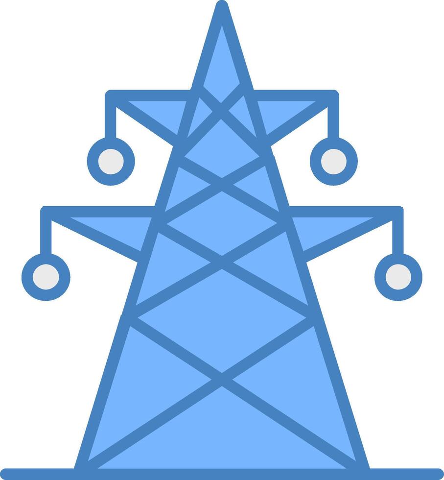 eléctrico torre línea lleno azul icono vector