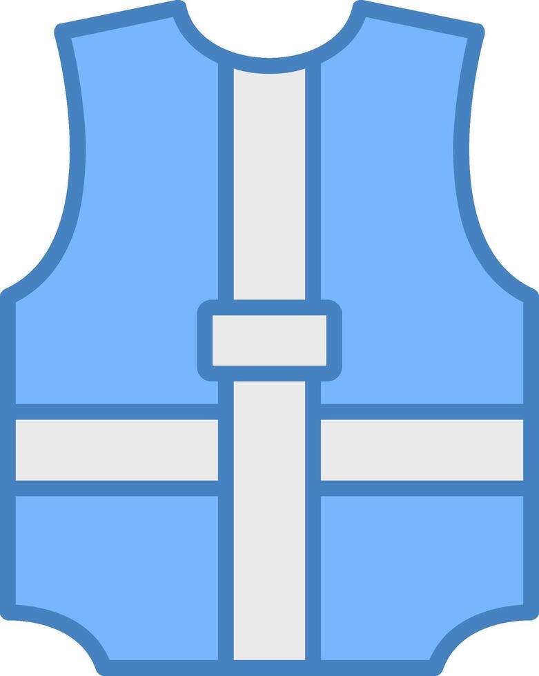 Safety Jacket Line Filled Blue Icon vector