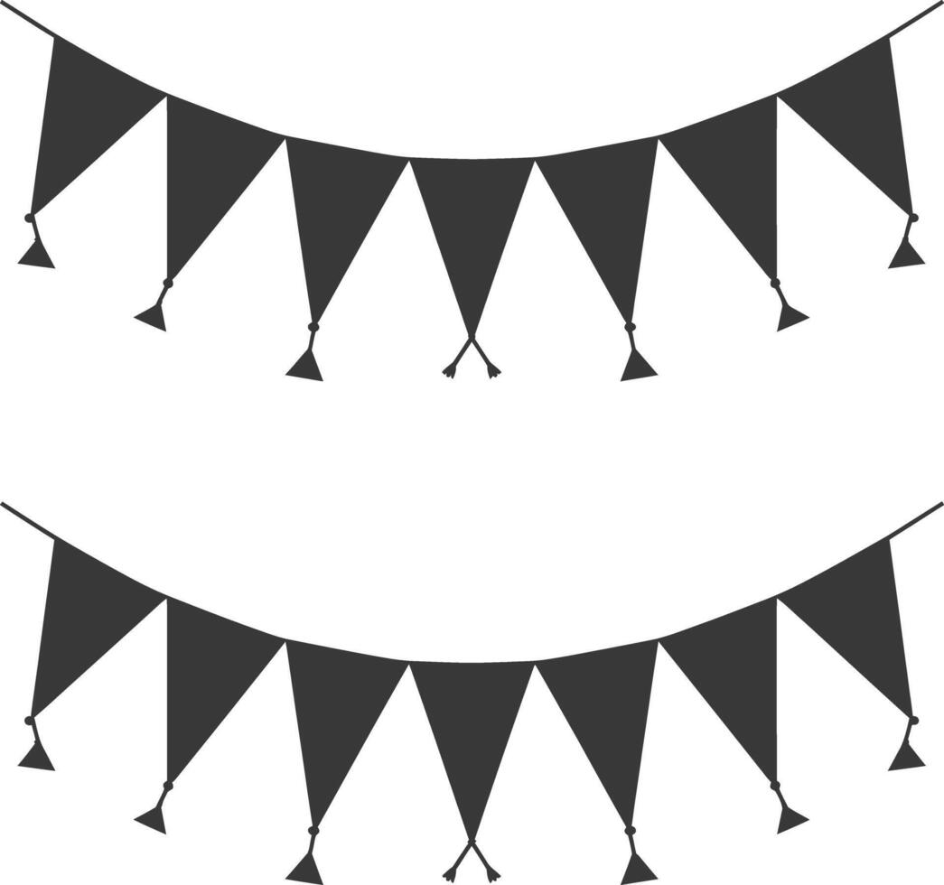 Silhouette Retro bunting party flag black color vector