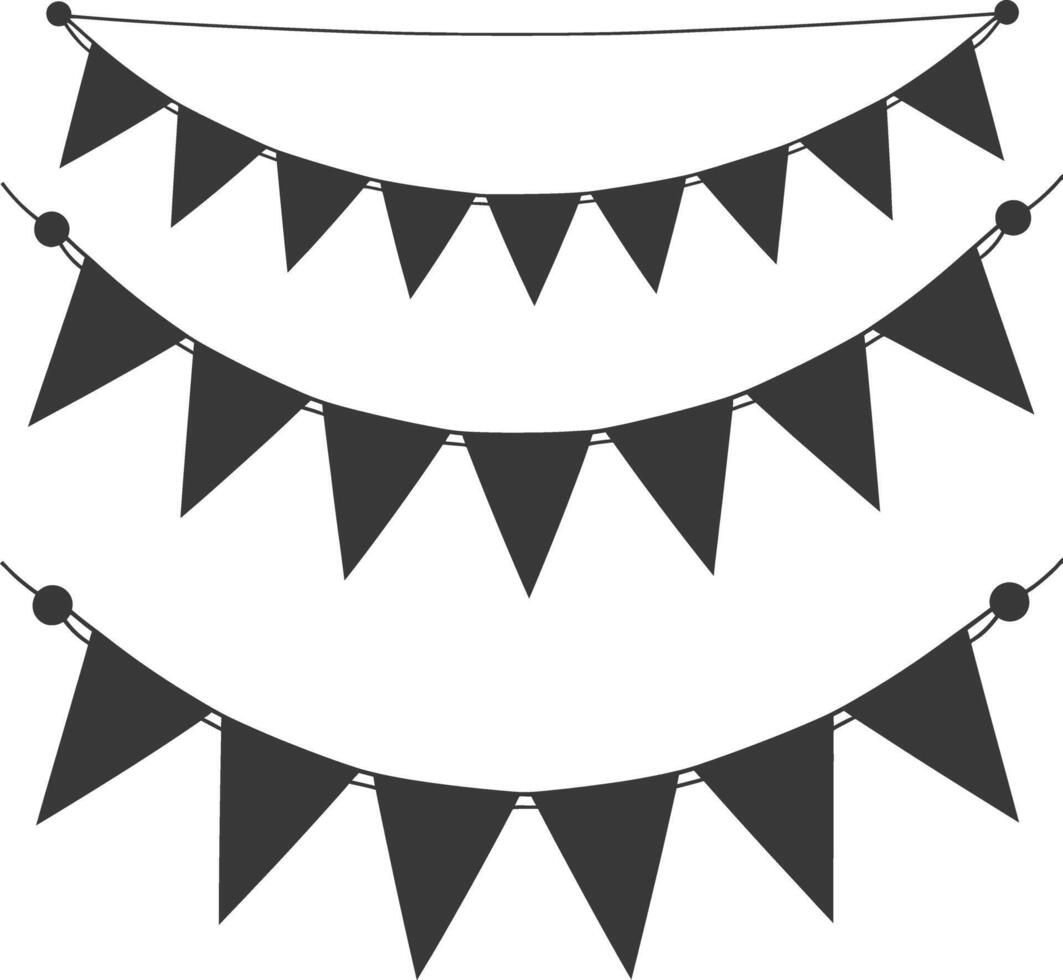 Silhouette Retro bunting party flag black color vector