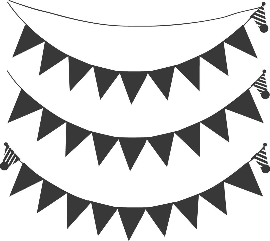Silhouette Retro bunting party flag black color vector