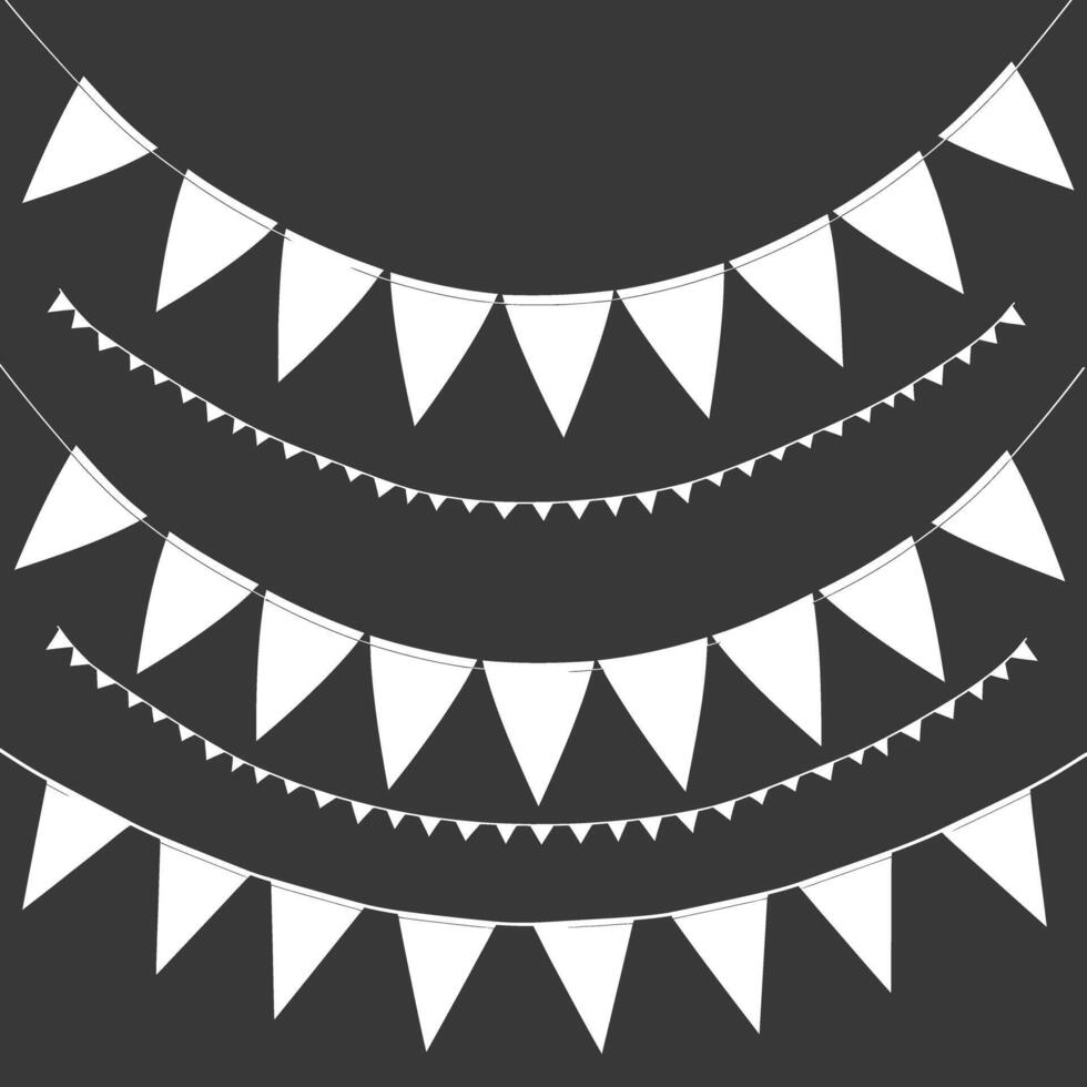 Silhouette Retro bunting party flag black color vector