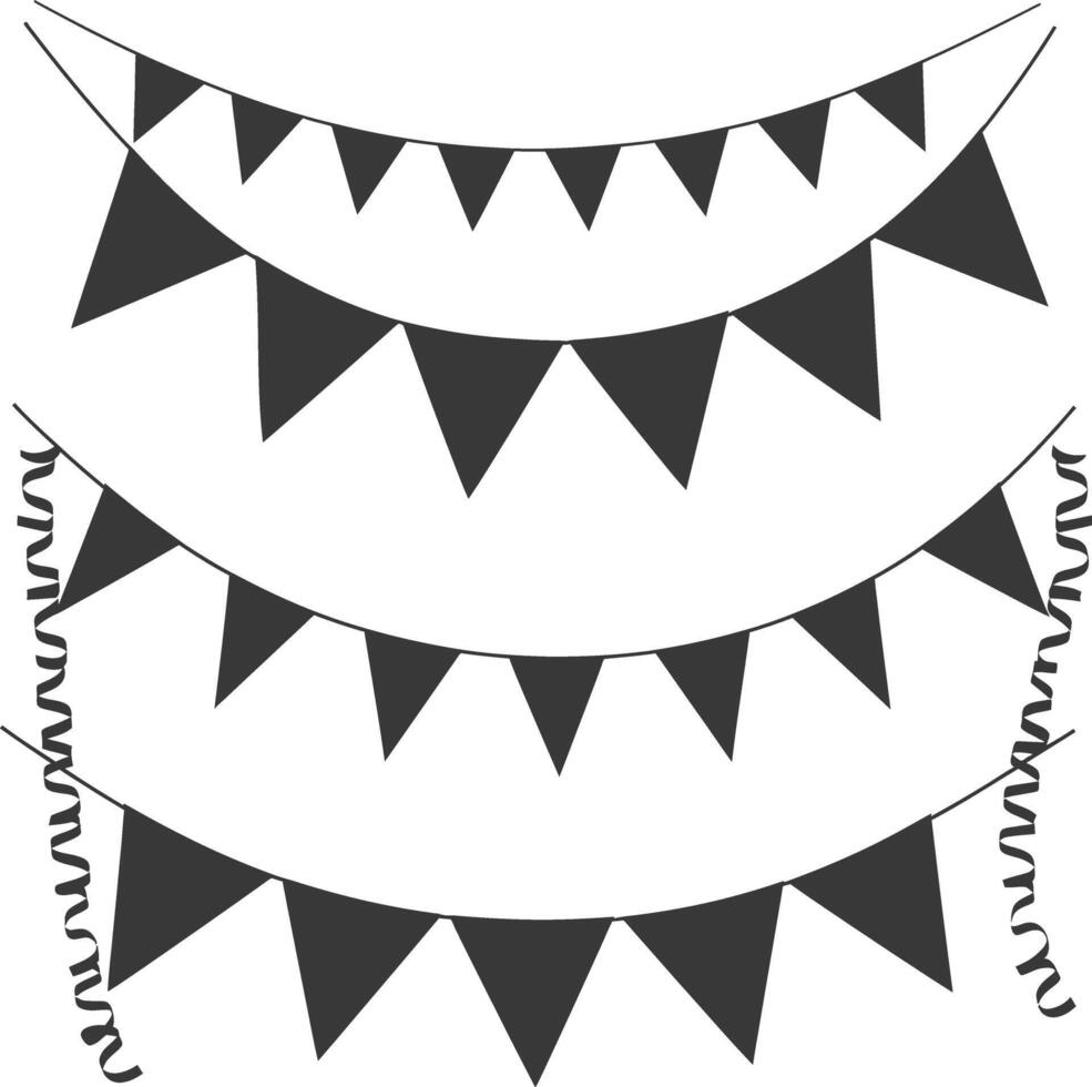 Silhouette Retro bunting party flag black color vector