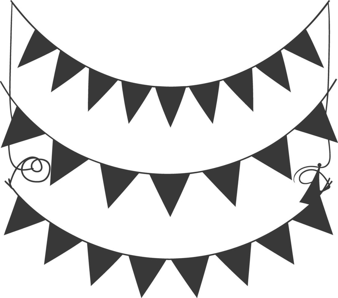 Silhouette Retro bunting party flag black color vector