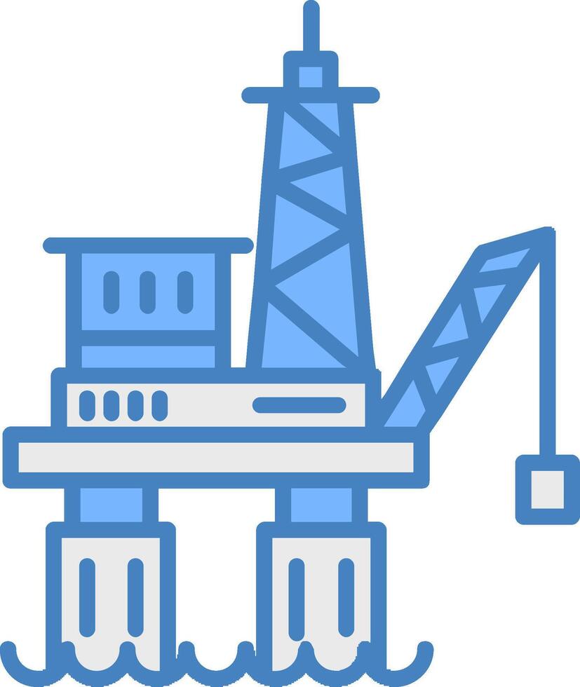 Offshore Platform Line Filled Blue Icon vector