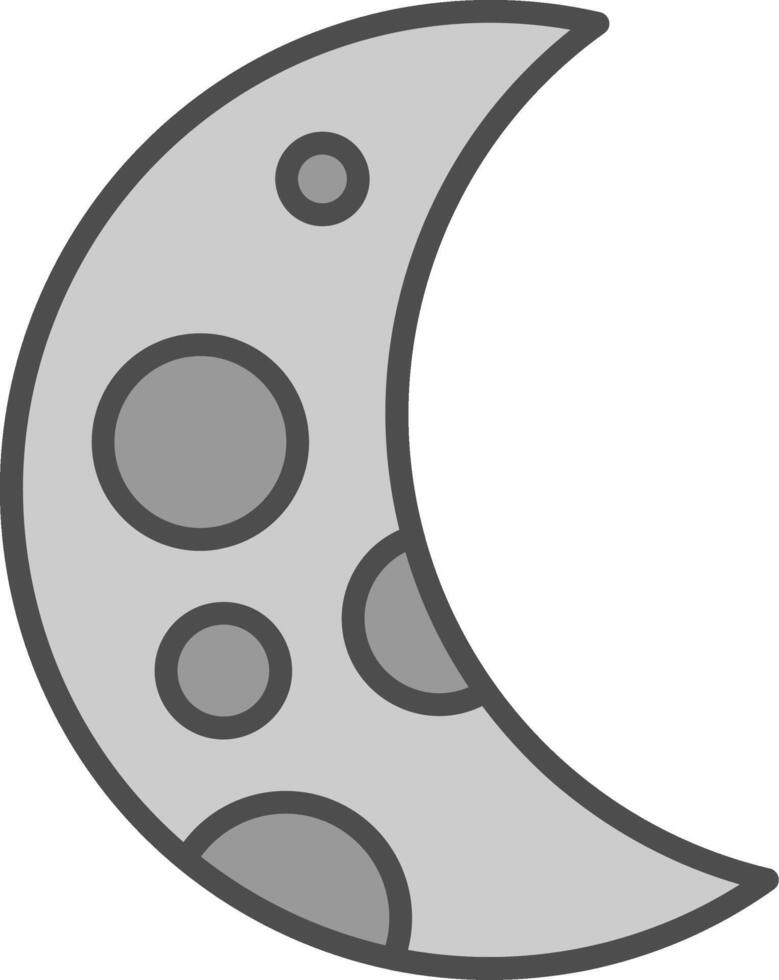 Crescent Moon Line Filled Greyscale Icon Design vector