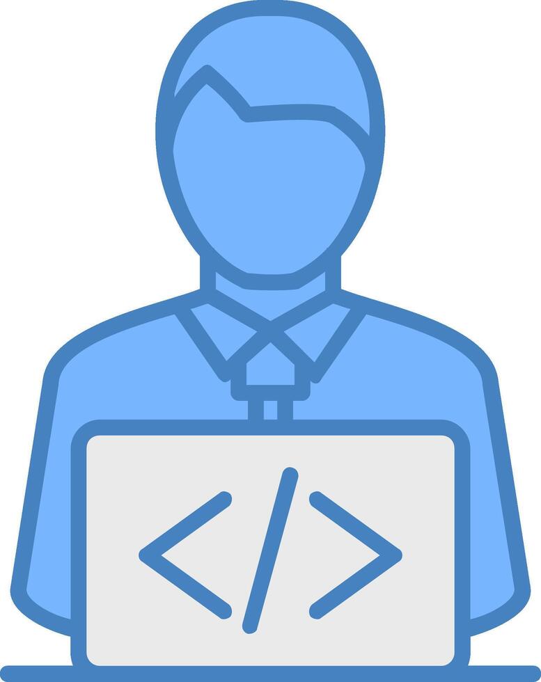 Developer Line Filled Blue Icon vector