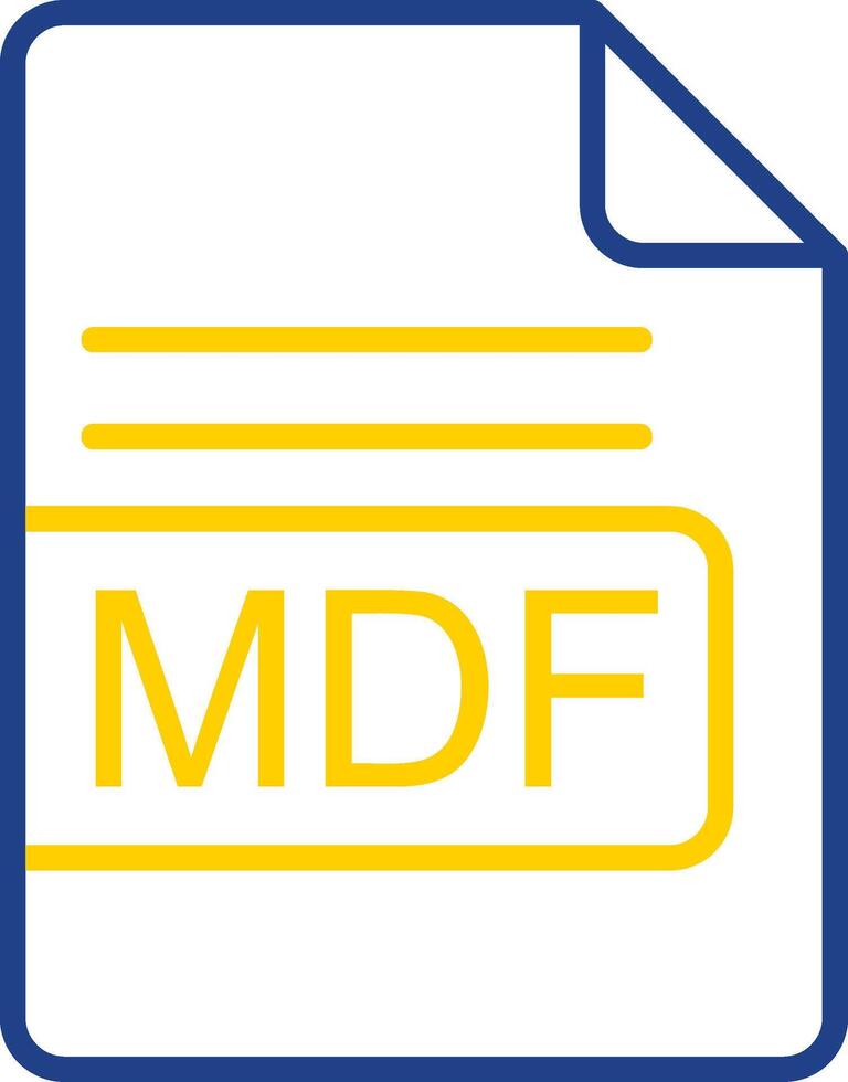 MDF File Format Line Two Colour Icon Design vector