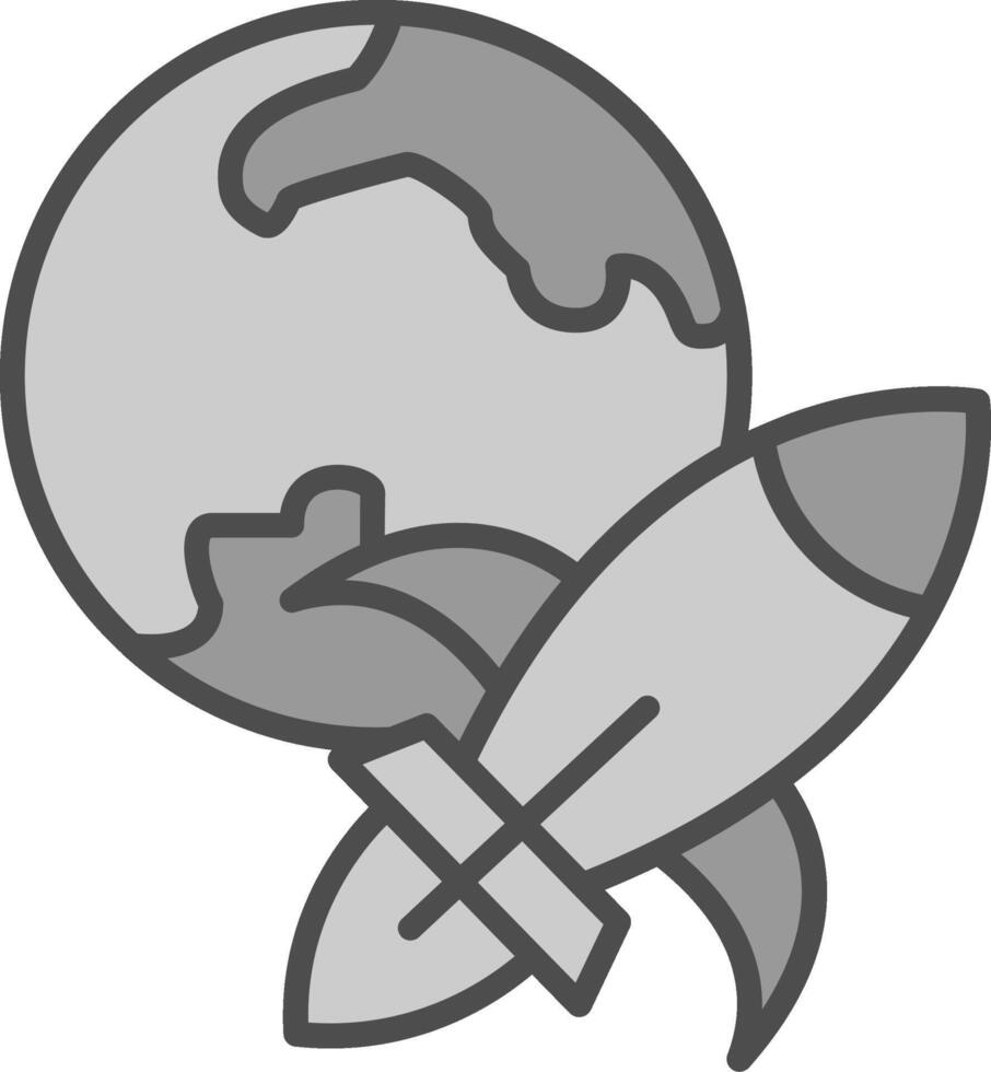 Rocket Ship Line Filled Greyscale Icon Design vector
