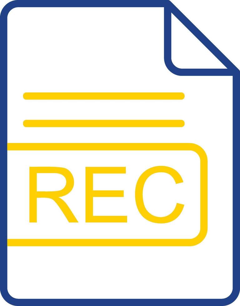 REC File Format Line Two Colour Icon Design vector