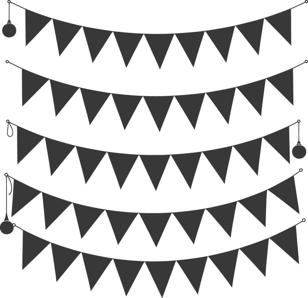 Silhouette Retro bunting party flag black color vector